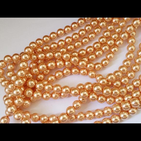 Quality Czech Glass Pearl Beads 10mm- Peach - Picture 2 of 5